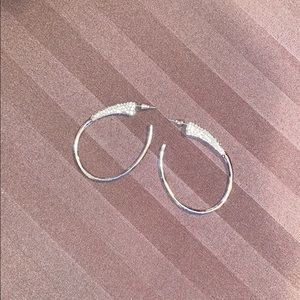Silver earrings!! With rhinestones!